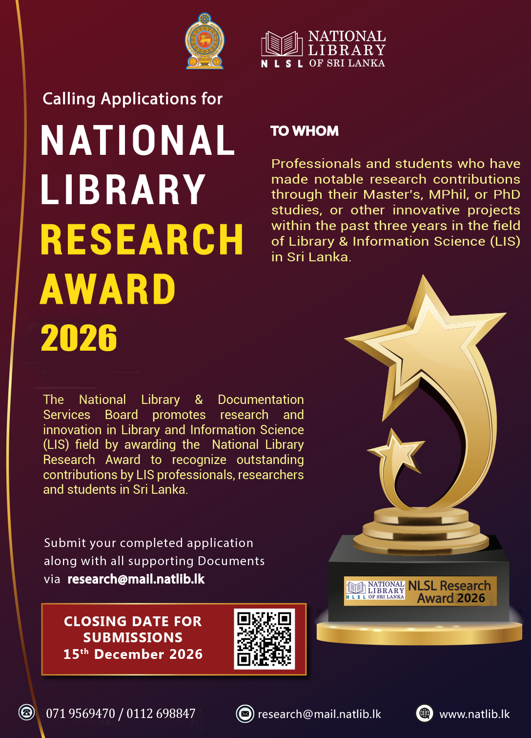 Calling Applications for National Library Research Award 2026